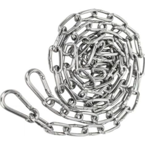 Chaîne en Acier inoxydable 3mm 1,5m Chaine Acier + 2 pcs Mousqueton Chaîne de Maillon d'extension pour Accrocher Chaîne d'ancre