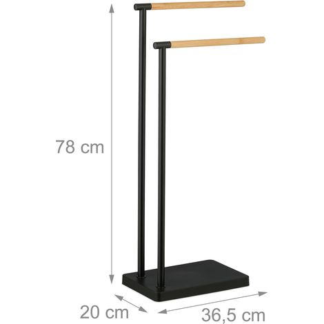 Toallero no fijo moderno cuarto de baño 2 barras dimensiones óptimas en bambú negro 130015459 (1/3)