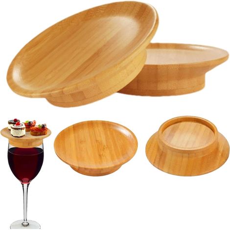 Ensemble de 4 pièces JeiibrZui pour verres à vin et charcuteries - Assiette ronde pour petit-déjeuner - Accessoire pour plateau apéritif - Idéal pour les fêtes et les dîners (1/5)