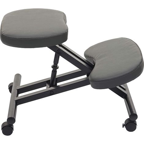 Taburete silla ergonómica asiento arrodillado con ruedas regulable sintético gris oscuro BUR04099