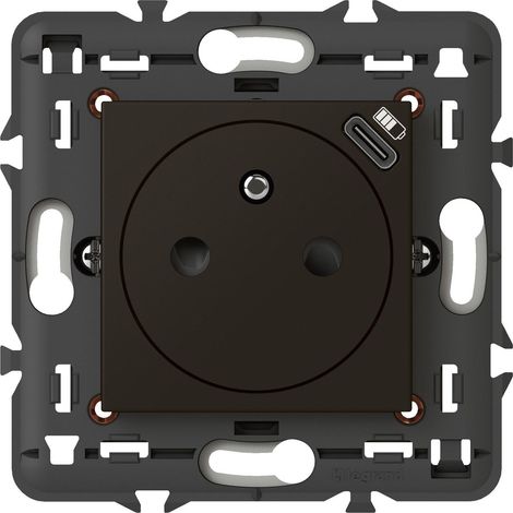 PRISE DE COURANT SURFACE MOSAIC AVEC CHARGEUR USB TYPE-C LIVRÉE AVEC SUPPORT 2 MODULES - NOIR MAT LEGRAND LEG079161L (1/3)