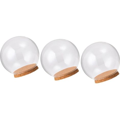 Lot de 3 Cloches Vitrines en Verre Transparent avec Socle en Liège Diamètre 10 CM Décoratif et Polyvalent pour Exposition de Fleurs Figurines et Décoration Intérieure Festive (1/5)