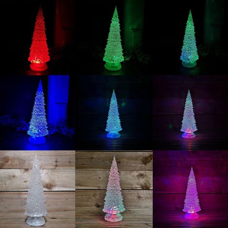Sapin de Noël rotatif à eau double alimentation de 30 cm avec minuterie et LED à changement de couleur