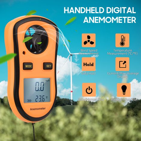 Anémomètre numérique GM8908, jauge de vitesse du vent portable, testeur de température de la vitesse de l'air avec écran LCD rétroéclairé, pour la prise de vue, le surf et la voile. (1/5)