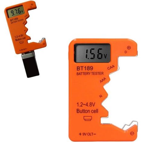 Ecleanfy - Testeur de batterie - AIMOONSA - LCD numérique - AA AAA C D 9V 6F22 - Orange - Compact (1/5)