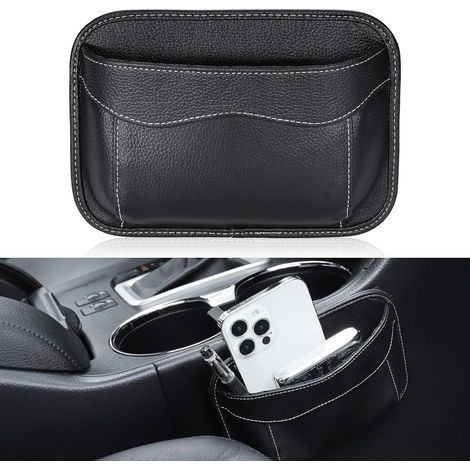 Car Seat Side Organizer, Mini Leather Car Organizer, Car Accessory, Car Storage Stickers for Doors, Console, Windows and Seats (1/5)