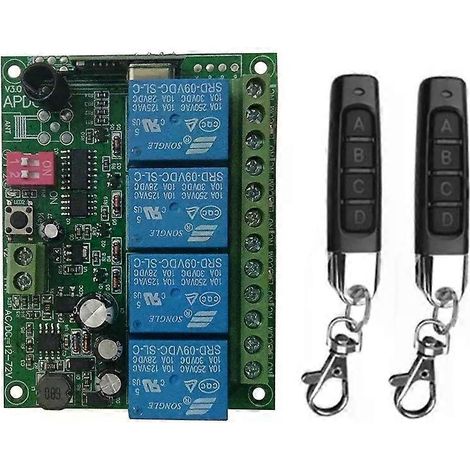 Intelligenter Mehrfach-Gleichstrom-Funkrelais-Empfänger + Sender (4 Kanäle, 12 V/24 V, 10 A, 315/433 MHz) (1/4)