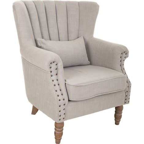 Sillón de madera tapizado gris 73x59x43/87