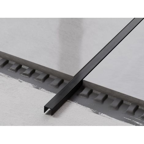Profilo U di raccordo rettificato in acciaio inossidabile 1cm x 270cm - Nero satinato (1/3)