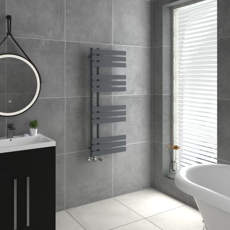 WarmeHaus D Shape Bathroom Radiator Warmer Sand Grey 1200x450mm