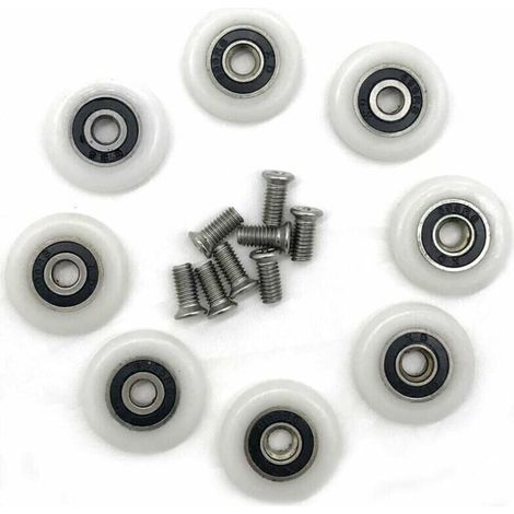 Lot de 8 roues de rechange pour porte de douche de 23 mm de diamètre Fixation de porte et paroi de douche (1/4)
