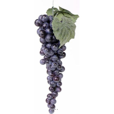 Grappe de raisin artificiel L 28 cm avec feuillage 90 raisins Bourgogne - couleur: Bourgogne