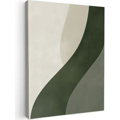 CUADRO EN LIENZO Japandi - Verde - Abstracto - Moderno Cuadros Decorativos 60x80 cm