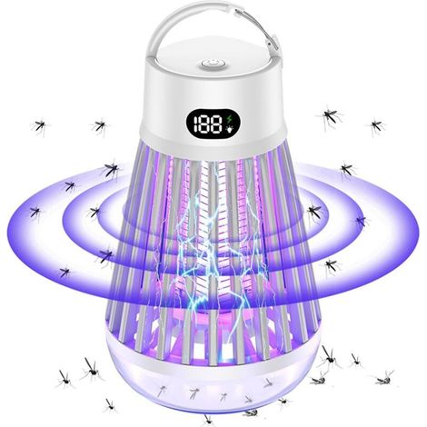 Lampe anti-moustiques portable sans fil 2 en 1, étanche, avec lumière LED et crochet (1/4)