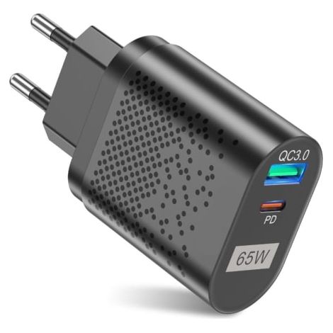 Chargeur GaN 65 W US/EU/UK/KR pour chargeur mural USB PD QC 3.0, chargeur rapide USB Type C pour ordinateur portable, téléphone et batterie externe (1/5)