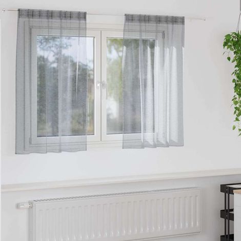 Voile-Vorhang 2 pcs Dunkelgrau 140 x 140 cm Polyester