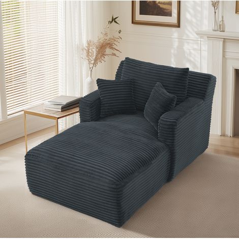 Canapé chaiselongue en velours côtelé gris foncé, 166 x 100 x 82 cm, sans montage (1/5)