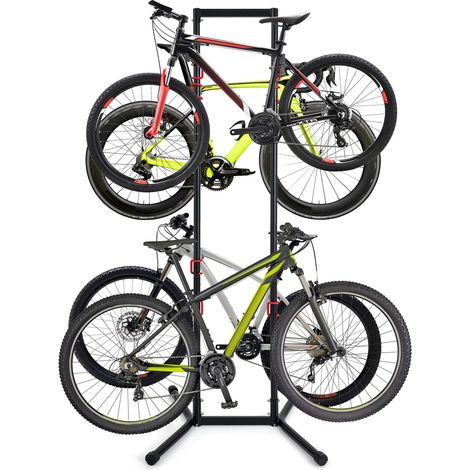 COSTWAY Portabici Verticale a 4 Posti, con 8 Ganci Regolabili e Rimovibili (1/5)