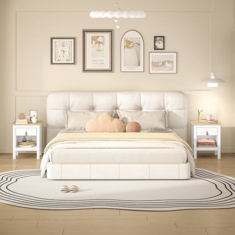 Set aus 2 Nachttischen mit Schublade und offenem Fach, 45 x 40 x 55 cm, weiß