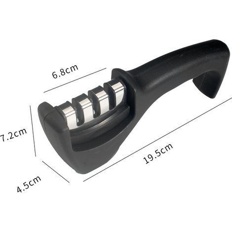 Aiguiseur couteaux professionnel manuel pour couteaux de cuisine 3 phases noire/chromée (1/4)