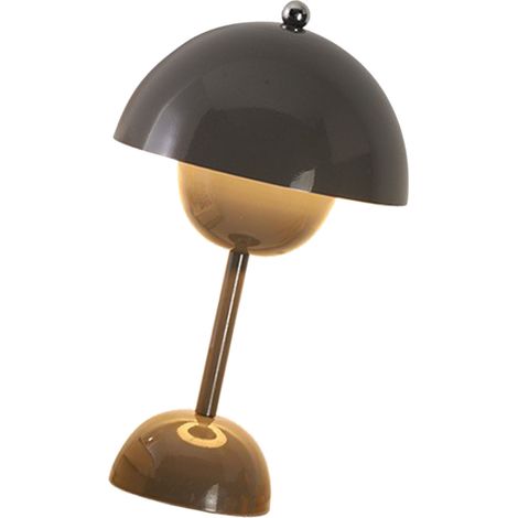 Lampe de table LED minimaliste à intensité variable pour bars, chambres, restaurants, coin lecture, prise murale (3 couleurs d'éclairage et interrupteur à bouton), grise