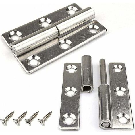 Set mit 4 Klapptürscharnieren - 6,3 cm - Robust - Abnehmbar - Aus Edelstahl 304 - Für Innen- und Außentüren (links angeschlagen)