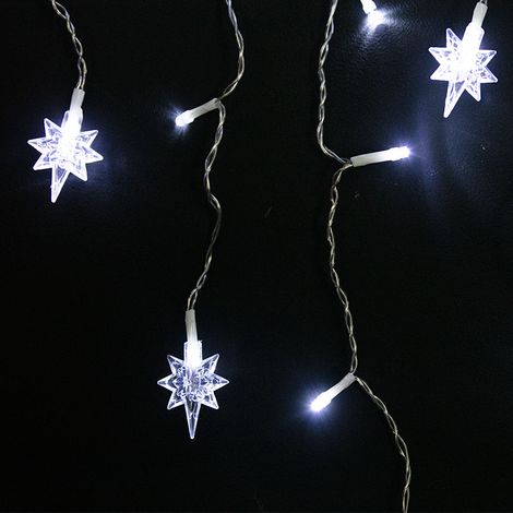 Rideau LED étoiles 2,3Mx4 hauteurs 8 fonctions Lumière froide (1/3)