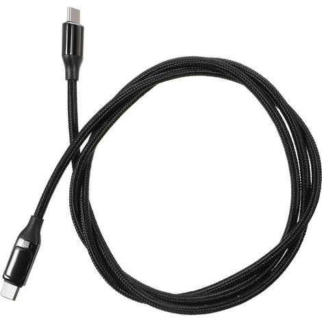 Chargeur Usb-c Affichage Led, Câble Usb-c pour Téléphone et Tablette, 100w, Transfert de Données Rapide, Charge Voiture, Nylon Tressé, Alliage de Zinc, Noir, Voyage et Maison (1/5)