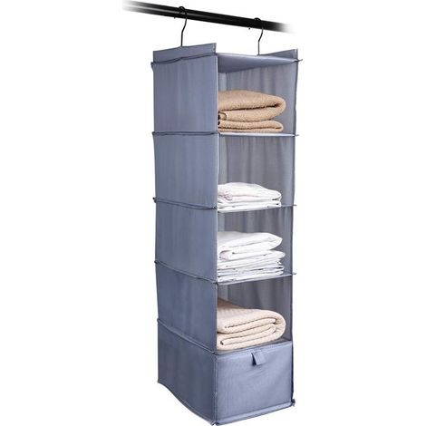 Hängender Aufbewahrungsorganizer, 5 Fächer + Schublade, faltbar, aus Vliesstoff, werkzeuglose Montage, platzsparend, für Kleidung, Schuhe, Taschen und Wäsche (1/4)