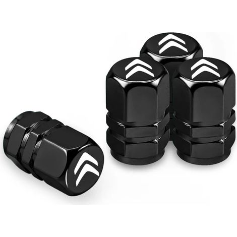 (Noir) 4 bouchons de valve de pneu sport pour voiture, compatibles avec C1 C2 C3 C4 C5 C6 C8 Picasso Cactus Vts Aircross C3-XR (1/5)