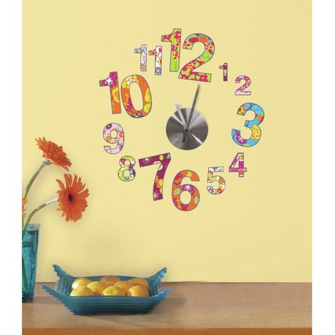 HORLOGE - Stickers repositionnables horloge colorée (1/3)