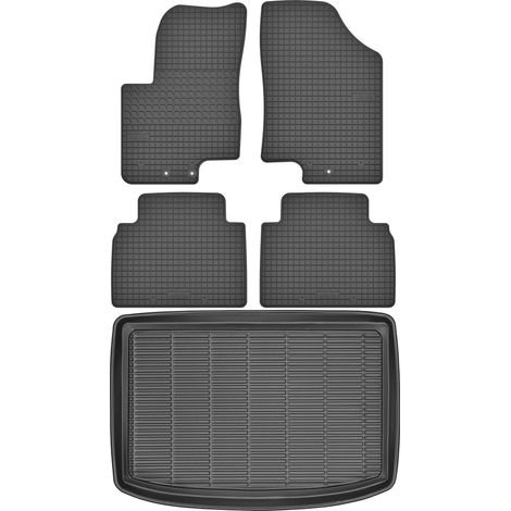 Set di tappetini in gomma per auto e tappetino per bagagliaio per Hyundai ix20 Minivan dal 2010 al 2019.