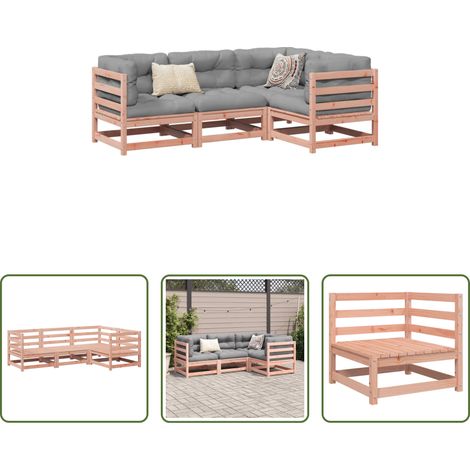 Canapé d'angle - Salon de jardin 4 pcs bois massif sapin de douglas (1/5)