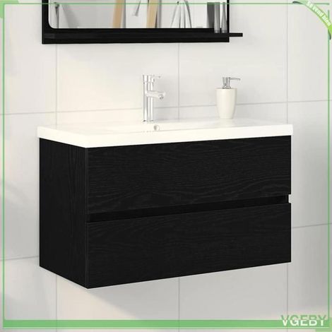 Cabinet de lavabo - 3333147 - Chêne noir - Bois d'ingénierie - 80 x 39 x 62 cm (1/5)