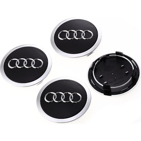 4 pièces Auto Cache Moyeux pour Audi 69MM Cache Moyeu Aluminium+ABS Cache de Roue Centrale ABS Accessoires de Voiture