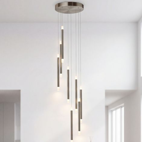 LED Pendelleuchte Modern B: 32 cm H: max. 150 cm Up Down Metall in Nickel matt 2700 K 1019 lm Hängelampe