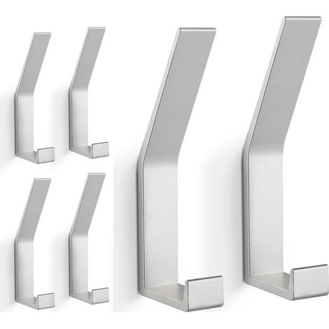 Garderobenhaken-Set – 6-teilig – mit verdeckten Schrauben – geeignet für Bad, Küche und WC – silber (1/5)