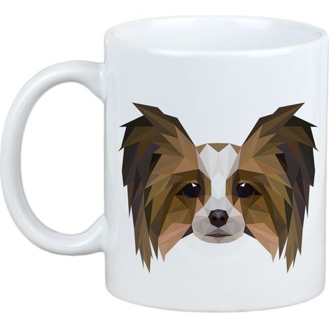 Papillon, Spaniel Continental - taza con una foto y la inscripción perro geométrico Art-Dog (1/5)
