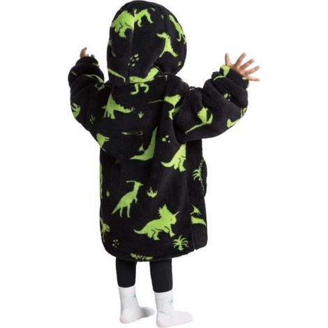 Couverture à Capuche Enfant - - Dinosaure - Taille Unique 75 cm - Velours Douillet - Lavable en Machine (1/4)