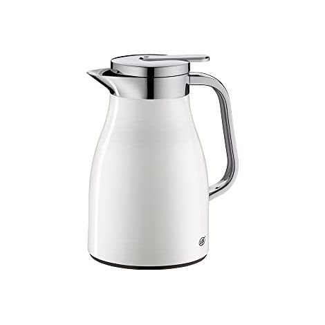 Alfi Skyline 1321.211.065 - Caraffa Termica in Acciaio Inox con Doppia Parete e Inserto in Vetro temperato AlfiDur per 12 Ore, Ideale Come caffettiera o teiera, Colore: Bianco (1/4)