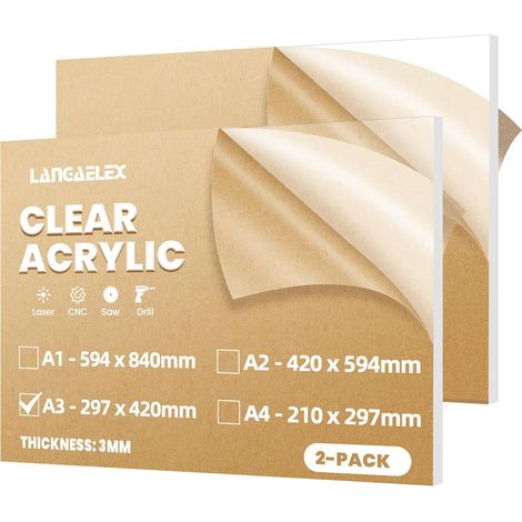 Lot de 2 Plaques Acryliques Coulé A3 3mm pour Vitrine (1/5)