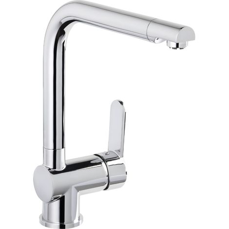 'aquaSu® Niederdruck Spültischarmatur Sanmix Style, für Boiler oder Warmwasseranschluss, hoher Auslauf, Keramikkartusche, leichte Schaftbefestigung, Messingkern, verchromt, 797801 (1/4)