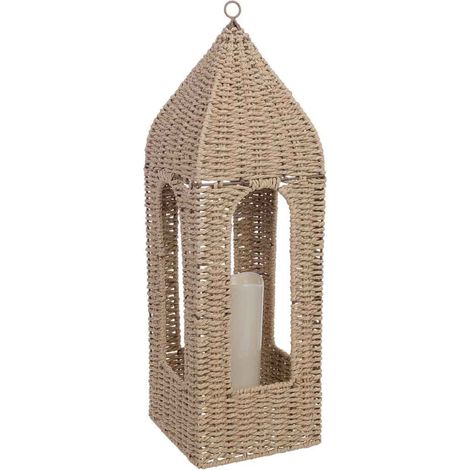 Farol de papel marrón con vela led 19x19x60.5/62.5h cm (1/5)