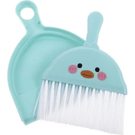 Kit Nettoyage Mini Balai & Pelle Plastique, compact transportable, motif canard adorable, pour bureau et canapé. (1/5)