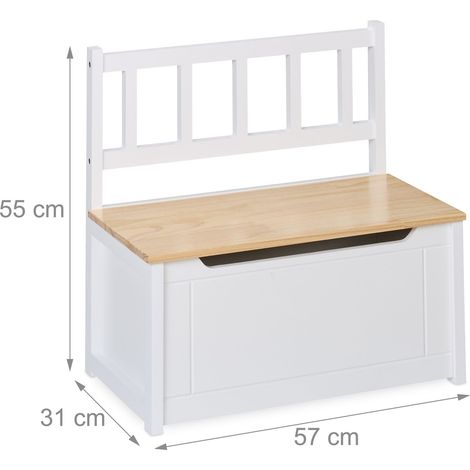 Pratica panca contenitore per bambini 55 x 57 x 31 cm coperchio anti-schiacciamento stile giocoso in MDF bianco 130016880