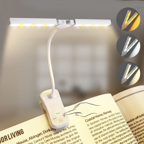 Lampe de lecture, 14 LED à commande tactile avec 3 couleurs et 8 luminosité, lampe de lecture rechargeable, lampes de lecture portables pour livres (1/5)