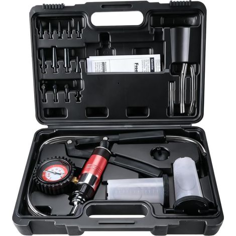 23-Piece Vacuum Brake Bleeder Kit, 40 PSI 26 inHg Brake Bleeder Vacuum Pump, 2-in-1 Manual Brake Fluid Bleeder Vacuum Pump for Car, Motorcycle, Truck (Black) (1/5)