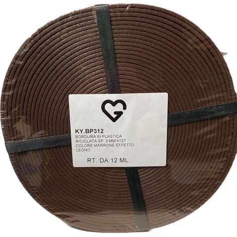Bordura per aiuole 3 mm in PE altezza 127 mm x 12 mt - Marrone effetto legno (1/2)