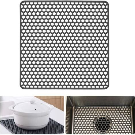 [JAMAIS UTILISÉ]Tapis d'évier en silicone Grille de cuisine pour éviers de ferme en acier inoxydable ou en porcelaine 34 cm x 34 cm (1/5)