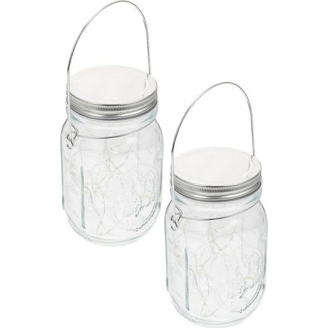 Lot de 2 lampes suspendues créatives en bocaux Mason en verre pour jardin (1/5)
